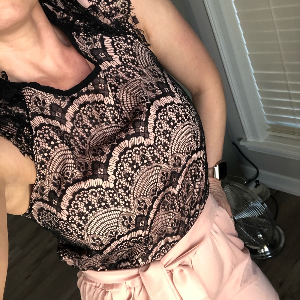 Black and blush dressy romper